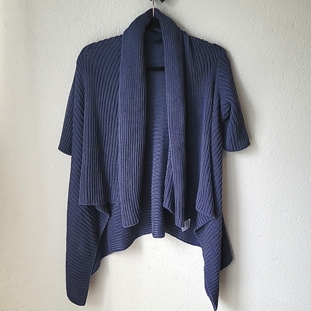 Theory Kira New Malaga Linen Cotton Blend Open Front Knit Cardigan Small Petite